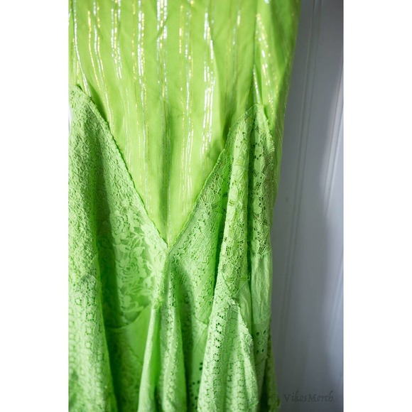 Free People One Aurella Maxi Dress Green Lace NEW XS - Picture 4 of 7